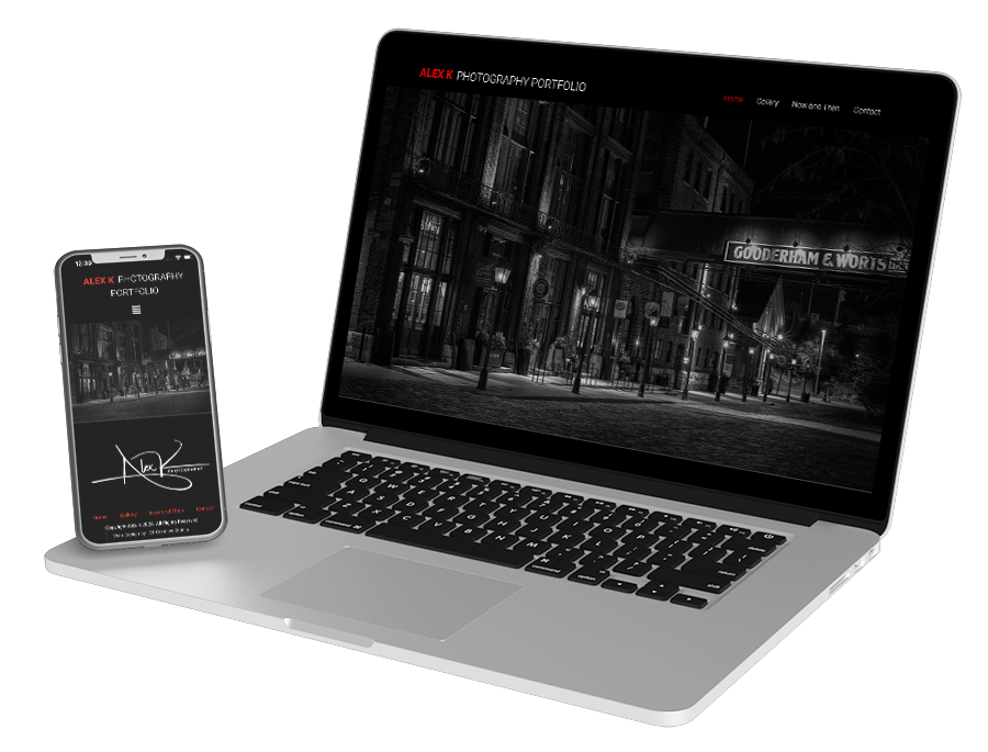 Toronto website development project – custom site built for photographer Alex K
