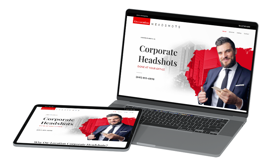 Custom web design project for On Location Headshots website by Toronto web design agency